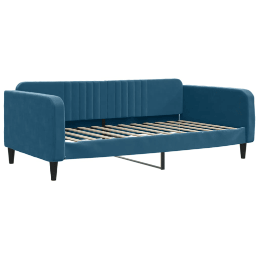 Sofá-cama, Sofá conversível com gavetão e gavetas 100x200 cm veludo azul