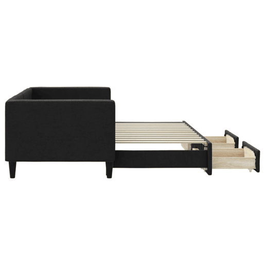 Sofá-cama, Sofá conversível com gavetão e gavetas 80x200 cm tecido preto