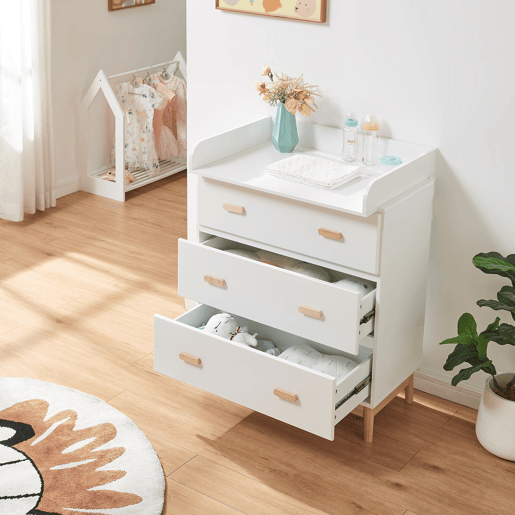 Mudador Sarievn com tapete muda-fraldas 100x80x53 cm Branco en.casa Mudador Sarievn com tapete muda-fraldas 100x80x53 cm Branco en.casa