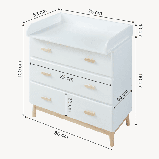 Mudador Sarievn com tapete muda-fraldas 100x80x53 cm Branco en.casa Mudador Sarievn com tapete muda-fraldas 100x80x53 cm Branco en.casa