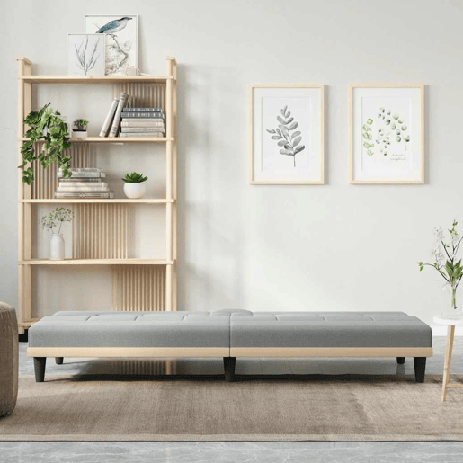 Sofá-cama, Sofá conversível com suportes para copos tecido cinzento-claro