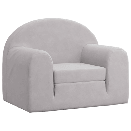 Sofá-cama infantil pelúcia macia cinzento-claro