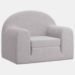 Sofá-cama infantil pelúcia macia cinzento-claro