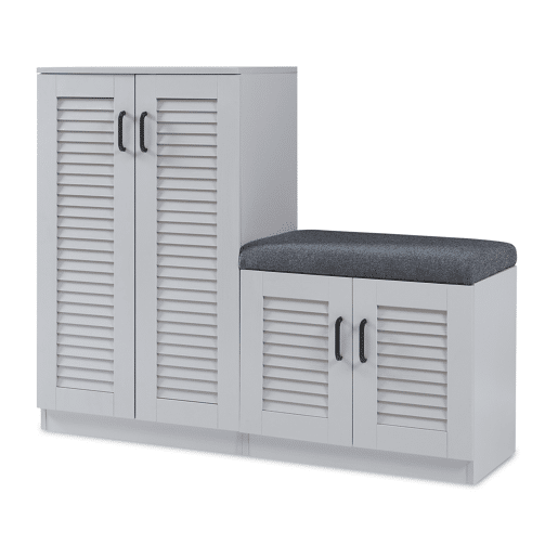 Sapateira Løten 4 portas e 9 prateleiras 120x36x97cm Cinzento en.casa