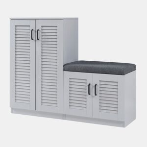 Sapateira Løten 4 portas e 9 prateleiras 120x36x97cm Cinzento en.casa