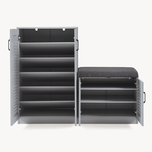 Sapateira Løten 4 portas e 9 prateleiras 120x36x97cm Cinzento en.casa