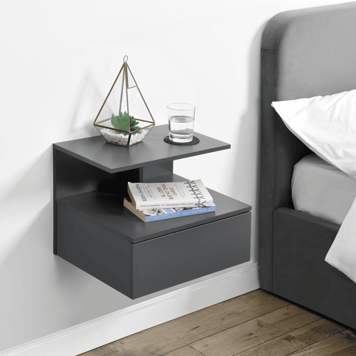 Mesa de cabeceira de parede Amberg com gaveta 40x35x31cm Gris escuro en.casa