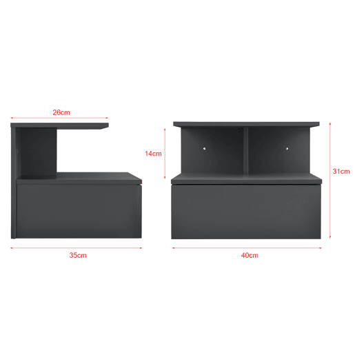 Mesa de cabeceira de parede Amberg com gaveta 40x35x31cm Gris escuro en.casa