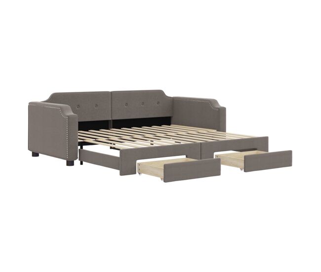 Sofá cama - sofá convertible nido con cajones tela gris taupe 100x200 cm