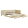 Sofá-cama, Sofá conversível com gavetão e gavetas 90x200 cm tecido cor creme
