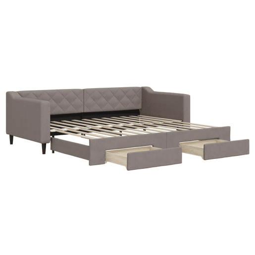 Sofá-cama, Sofá conversível c gavetãogavetas 90x200 cm tecido cinza-acastanhado Sofá-cama, Sofá conversível c gavetãogavetas 90x200 cm tecido cinza-acastanhado