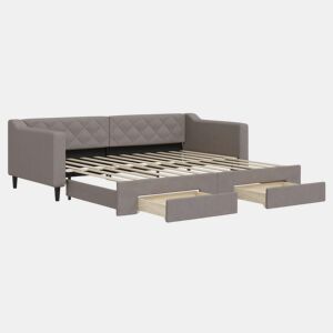 Sofá-cama, Sofá conversível c gavetãogavetas 90x200 cm tecido cinza-acastanhado