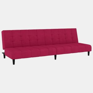 Sofá-cama, Sofá conversível de 2 lugares veludo vermelho tinto