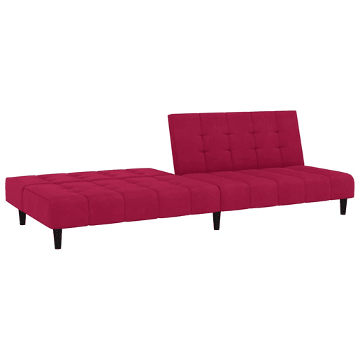 Sofá-cama, Sofá conversível de 2 lugares veludo vermelho tinto