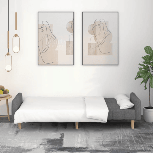 Sofá-cama, Sofá conversível de 2 lugares tecido cinzento-claro