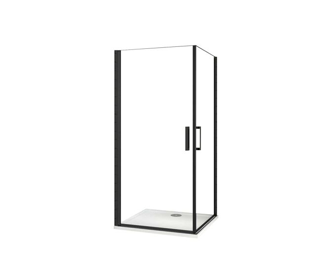 Aica mampara de ducha cuadrada abatible perfil negro mate vidrio antical 8mm 900x900x2000mm