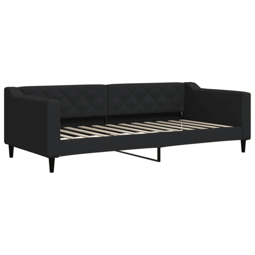 Sofá-cama, Sofá conversível com gavetão e gavetas 90x200 cm tecido preto Sofá-cama, Sofá conversível com gavetão e gavetas 90x200 cm tecido preto