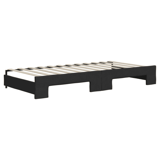 Sofá-cama, Sofá conversível com gavetão e gavetas 90x200 cm tecido preto Sofá-cama, Sofá conversível com gavetão e gavetas 90x200 cm tecido preto