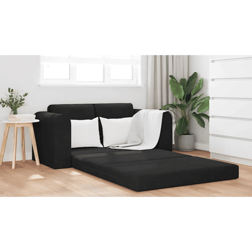 Sofá-cama, Sofá conversível Preto 148 x 71 x 83 cm Veludo