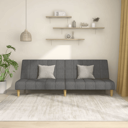 Sofá-cama, Sofá conversível de 2 lugares tecido cinzento-claro