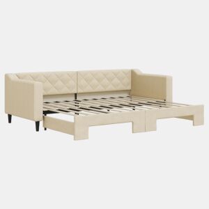 Sofá-cama, Sofá conversível com gavetão 80x200 cm tecido cor creme