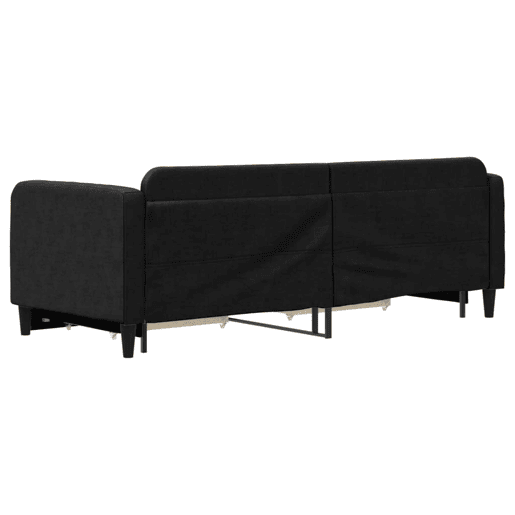 Sofá-cama, Sofá conversível com gavetão e gavetas 80x200 cm tecido preto Sofá-cama, Sofá conversível com gavetão e gavetas 80x200 cm tecido preto