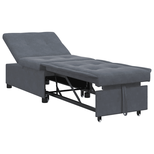 Sofá-cama, Sofá conversível Cinzento escuro 67 x 194 x 38 cm Veludo