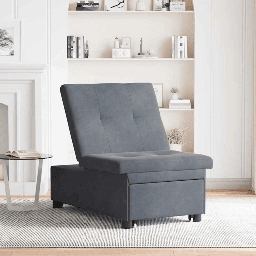 Sofá-cama, Sofá conversível Cinzento escuro 67 x 194 x 38 cm Veludo