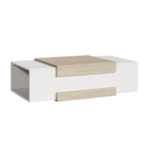 Mesa de centro Eljak 2 compartimentos 110x57x31 cm brancobege en.casa