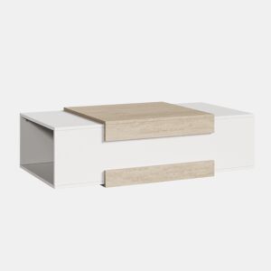 Mesa de centro Eljak 2 compartimentos 110x57x31 cm brancobege en.casa