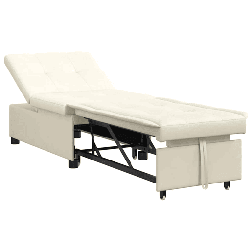 Sofá-cama, Sofá conversível Creme 67 x 194 x 38 cm Veludo