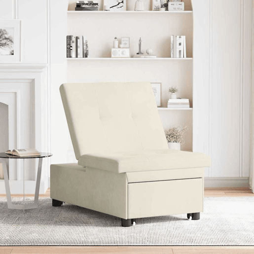 Sofá-cama, Sofá conversível Creme 67 x 194 x 38 cm Veludo