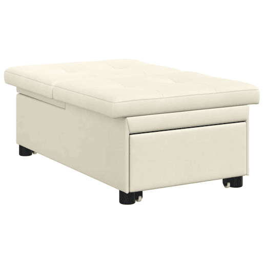 Sofá-cama, Sofá conversível Creme 67 x 194 x 38 cm Veludo