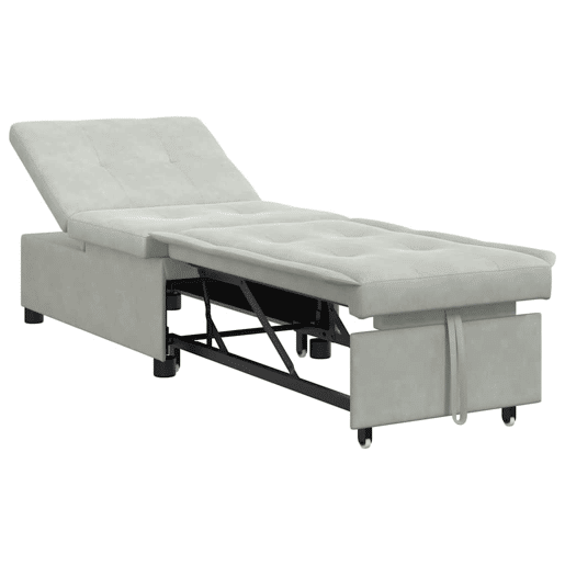 Sofá-cama, Sofá conversível Cinzento-claro 67 x 194 x 38 cm Veludo