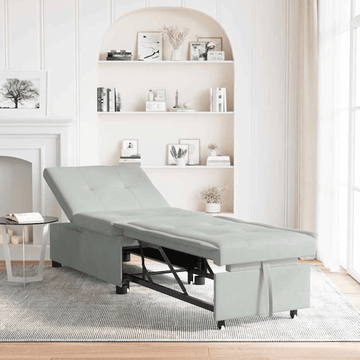 Sofá-cama, Sofá conversível Cinzento-claro 67 x 194 x 38 cm Veludo