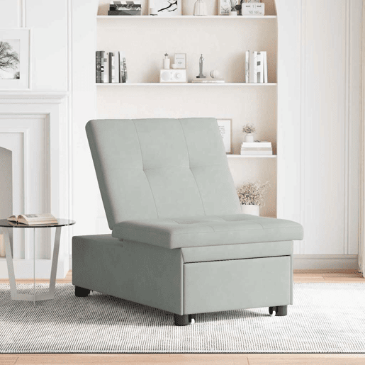 Sofá-cama, Sofá conversível Cinzento-claro 67 x 194 x 38 cm Veludo