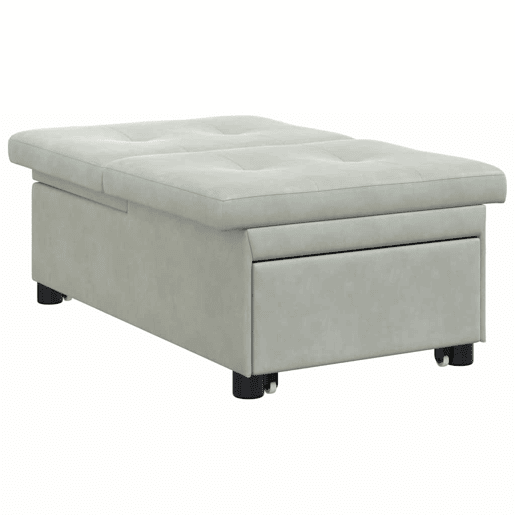 Sofá-cama, Sofá conversível Cinzento-claro 67 x 194 x 38 cm Veludo