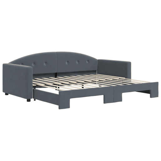 Sofá-cama, Sofá conversível com gavetão 90x200 cm veludo cinzento-escuro