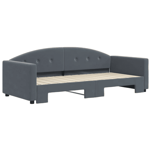 Sofá-cama, Sofá conversível com gavetão 90x200 cm veludo cinzento-escuro
