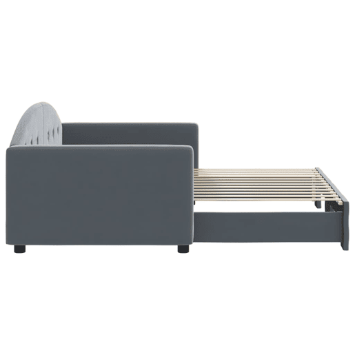 Sofá-cama, Sofá conversível com gavetão 90x200 cm veludo cinzento-escuro