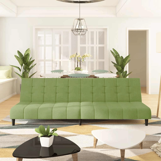 Sofá-cama, Sofá conversível de 2 lugares veludo verde-claro