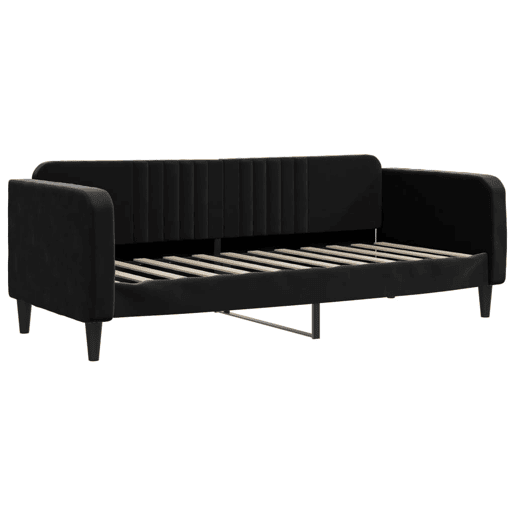 Sofá-cama, Sofá conversível com gavetão e gavetas 80x200 cm veludo preto Sofá-cama, Sofá conversível com gavetão e gavetas 80x200 cm veludo preto