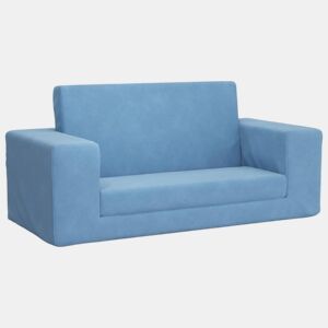 Sofá-cama infantil - Sofá para criança de 2 lugares pelúcia macia azul
