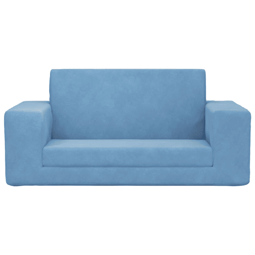 Sofá-cama infantil - Sofá para criança de 2 lugares pelúcia macia azul