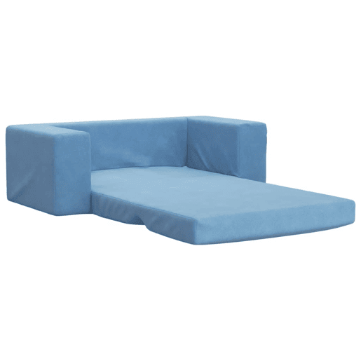 Sofá-cama infantil - Sofá para criança de 2 lugares pelúcia macia azul