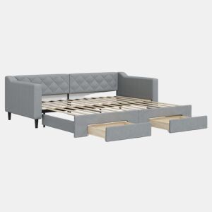 Sofá-cama, Sofá conversível c gavetão e gavetas 90x200 cm tecido cinzento-claro