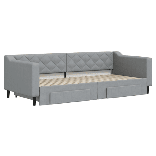 Sofá-cama, Sofá conversível c gavetão e gavetas 90x200 cm tecido cinzento-claro Sofá-cama, Sofá conversível c gavetão e gavetas 90x200 cm tecido cinzento-claro