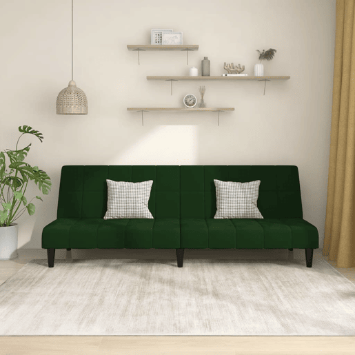 Sofá-cama, Sofá conversível de 2 lugares veludo verde-escuro
