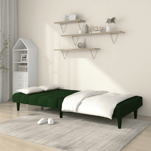 Sofá-cama, Sofá conversível de 2 lugares veludo verde-escuro