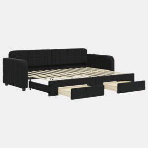 Sofá-cama, Sofá conversível com gavetão e gavetas 80x200 cm veludo preto
